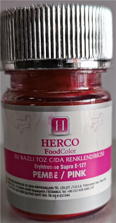 Herco Pembe Su Bazlı Toz Gıda Boyası   (10 GR)