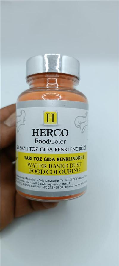 Herco Sarı Su Bazlı Toz Gıda Boyası   (75 GR)