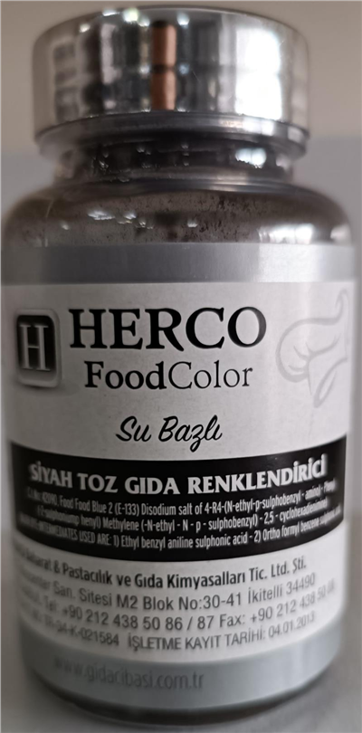 Herco Siyah Su Bazlı Toz Gıda Boyası   (20 GR)