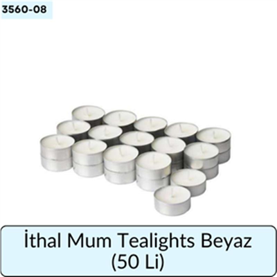 İthal Mum Tealights Beyaz   (50 Li)
