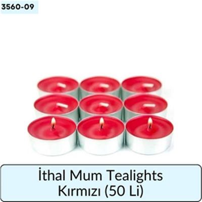 İthal Mum Tealights Kırmızı   (50 Li)