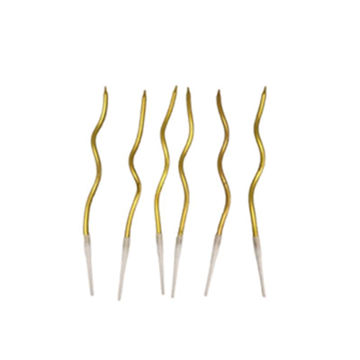 İthal Spiral (Burgulu) Mum Altın 6 Lı   (15 Cm)