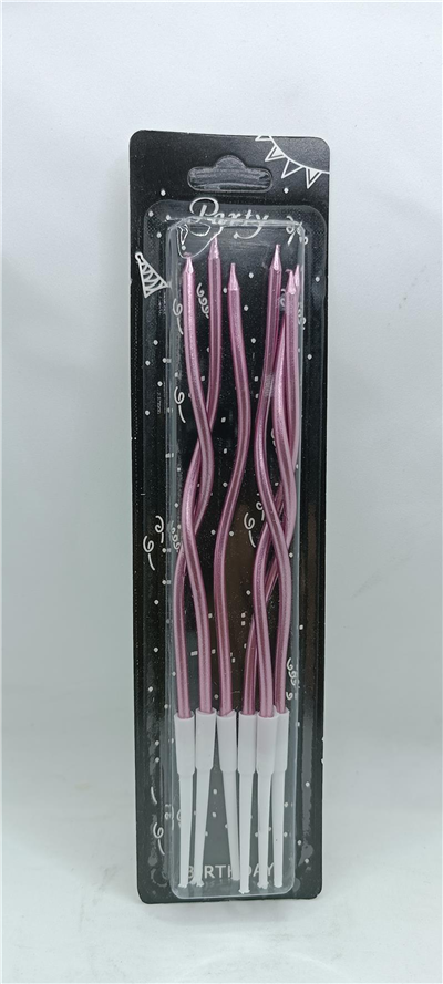 İthal Spiral (Burgulu) Mum Fuşya 6 Lı   (15 Cm)