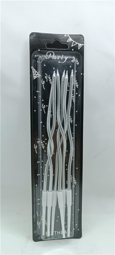 İthal Spiral (Burgulu) Mum Gümüş 6 Lı   (15 Cm)