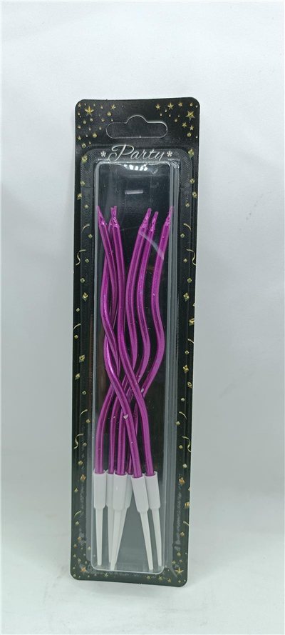 İthal Spiral (Burgulu) Mum Mor 6 Lı  (15 Cm)