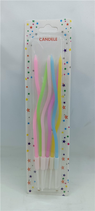 İthal Spiral (Burgulu) Mum Rainbow 6 Lı  (15 Cm)
