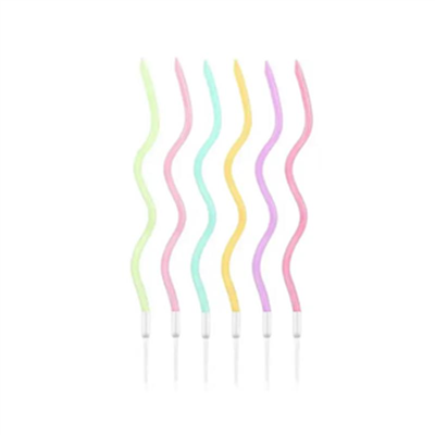 İthal Spiral (Burgulu) Mum Rainbow 6 Lı  (15 Cm)