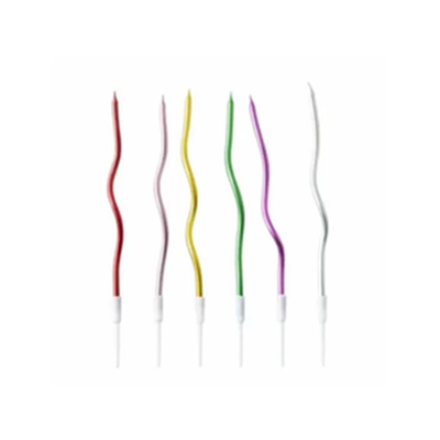 İthal Spiral (Burgulu) Mum Renkli  6 Lı   (15 Cm)