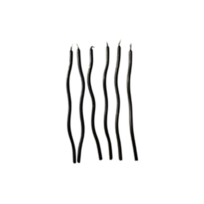 İthal Spiral (Burgulu) Mum Siyah 6 Lı   (15 Cm)