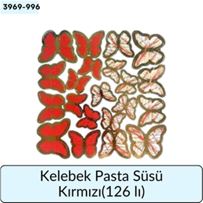 Kelebek Pasta Süsü Kırmızı   (126 Lı)