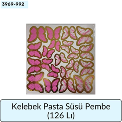 Kelebek Pasta Süsü Pembe   (126 Lı)