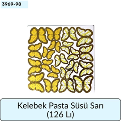 Kelebek Pasta Süsü Sarı   (126 Lı)