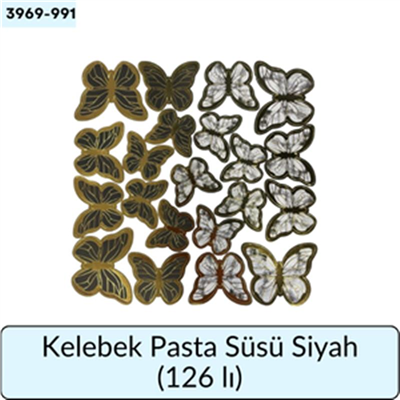 Kelebek Pasta Süsü Siyah   (126 Lı)