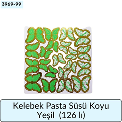 Kelebek Pasta Süsü Yeşil   (126 Lı)