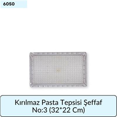 Kırılmaz Pasta Tepsisi Şeffaf   No:3 (32*22 Cm)