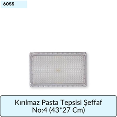 Kırılmaz Pasta Tepsisi Şeffaf   No:4 (43*27 Cm)