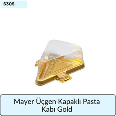 Mayer Üçgen Kapaklı Pasta Kabı Gold