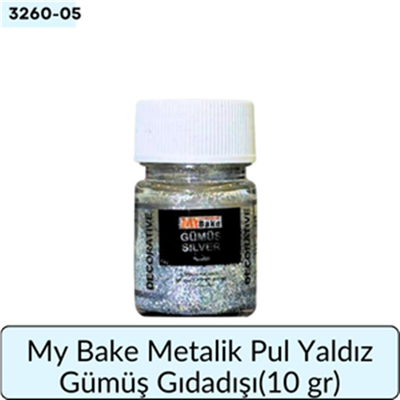My Bake Metalik Pul Yaldız Gümüş Gıdadışı  (10 Gr)
