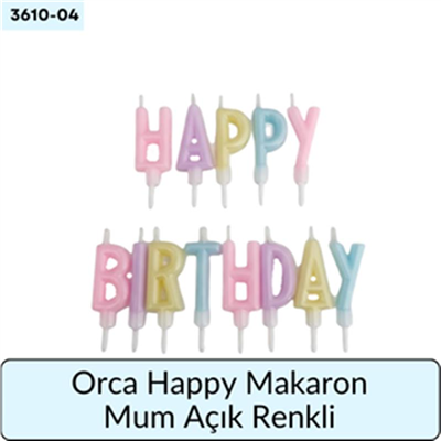 Orca Happy Makaron Mum Açık Renkli