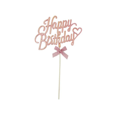 Orca Pasta Üstü Süs Happy Birthday Simli Pembe