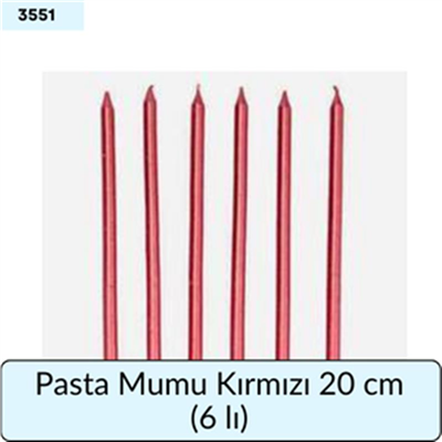Pasta Mumu Kırmızı 20 Cm   (6 Lı)