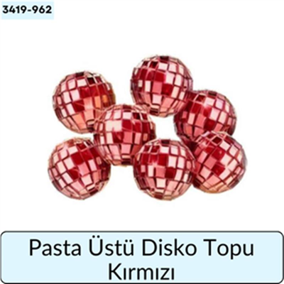 Pasta Üstü Disko Topu Kırmızı