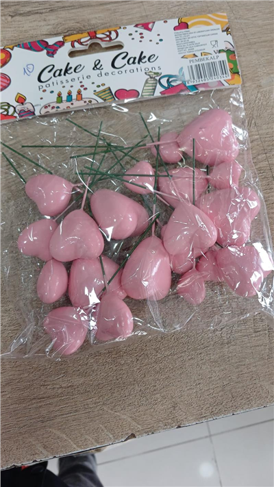 Pasta Üstü Kalp Süs Açık Pembe