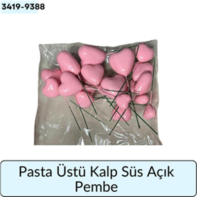 Pasta Üstü Kalp Süs Açık Pembe