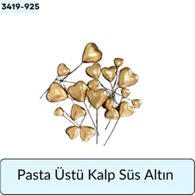 Pasta Üstü Kalp Süs Altın
