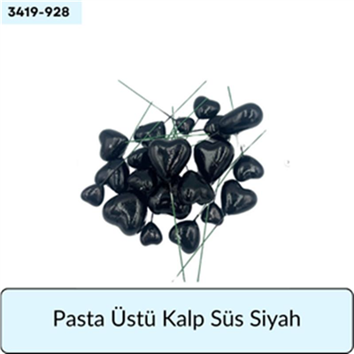 Pasta Üstü Kalp Süs Siyah