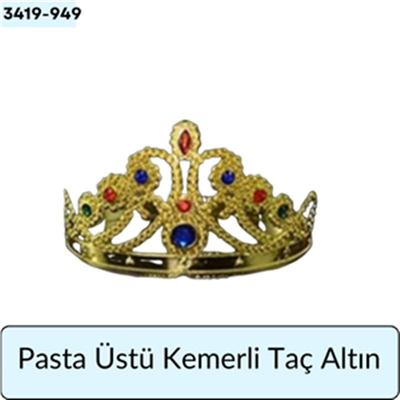 Pasta Üstü Kemerli Taç Altın