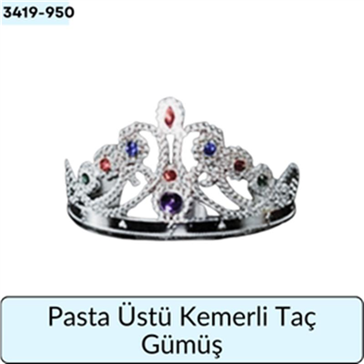 Pasta Üstü Kemerli Taç Gümüş