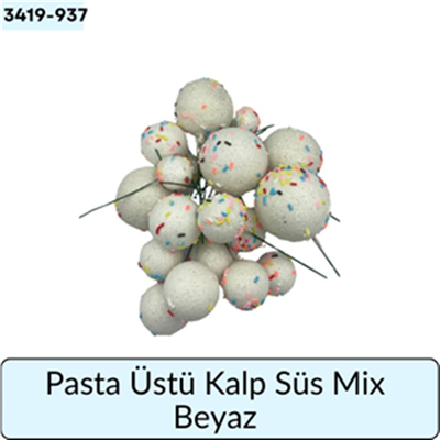 Pasta Üstü Top Süs Mix Beyaz