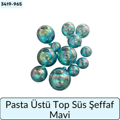 Pasta Üstü Top Süs Şeffaf Mavi