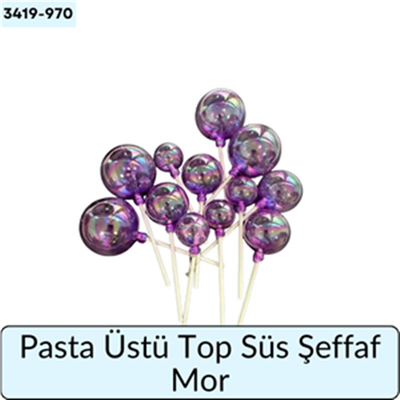 Pasta Üstü Top Süs Şeffaf Mor