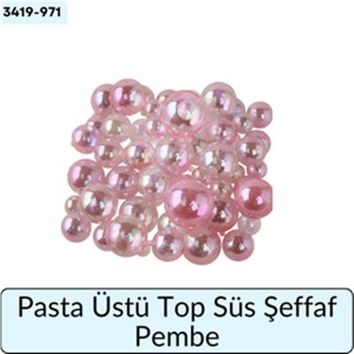 Pasta Üstü Top Süs Şeffaf Pembe