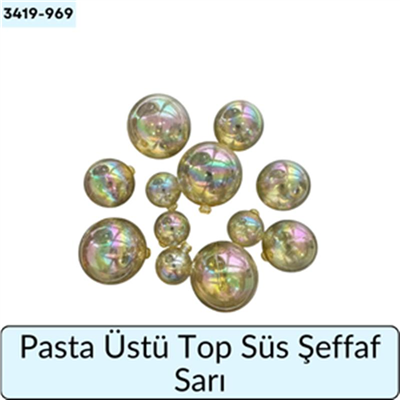 Pasta Üstü Top Süs Şeffaf Sarı