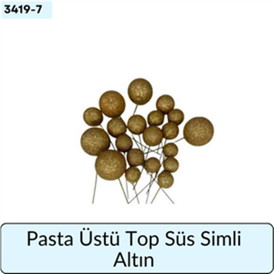 Pasta Üstü Top Süs Simli Altın