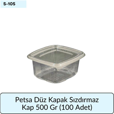 Petsa Düz Kapak Sızdırmaz Kap 500 Gr   (100 AD)
