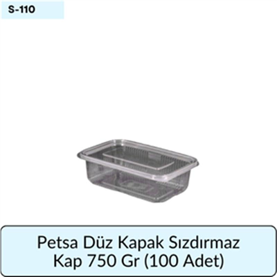 Petsa Düz Kapak Sızdırmaz Kap 750 Gr   (100 AD)