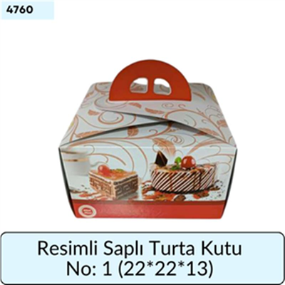 RESİMLİ SAPLI Turta Kutu 1 No (22*22*13)