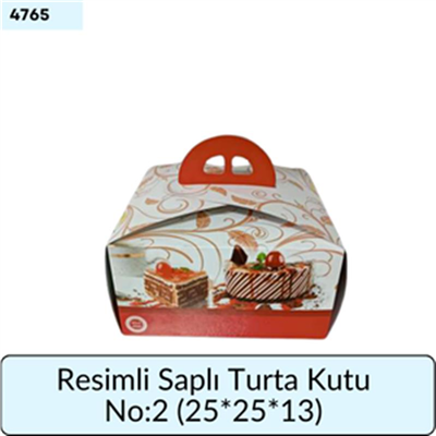 RESİMLİ SAPLI Turta Kutu 2 No (25*25*13)