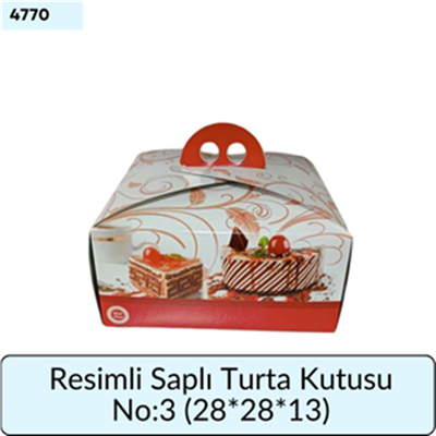 RESİMLİ SAPLI Turta Kutu 3 No (28*28*13)