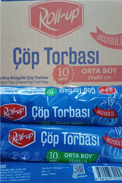 Roll Up Büzgülü Çöp Torbası Orta Boy   (10 Adet)