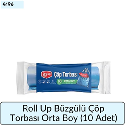 Roll Up Büzgülü Çöp Torbası Orta Boy   (10 Adet)