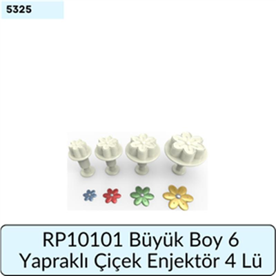 RP10101 Büyük Boy 6 Yapraklı Çiçek Enjektör 4 Lü