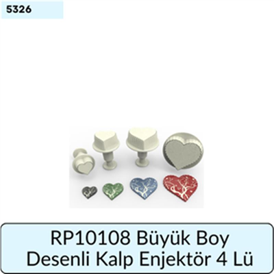 RP10108 Büyük Boy Desenli Kalp Enjektör 4 Lü