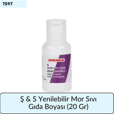 Ş & S Yenilebilir Mor Sıvı Gıda Boyası   (20 Gr)