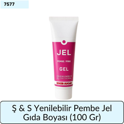 Ş & S Yenilebilir Pembe Jel Gıda Boyası   (100 Gr)