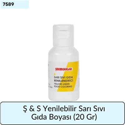 Ş & S Yenilebilir Sarı Sıvı Gıda Boyası  (20 Gr)